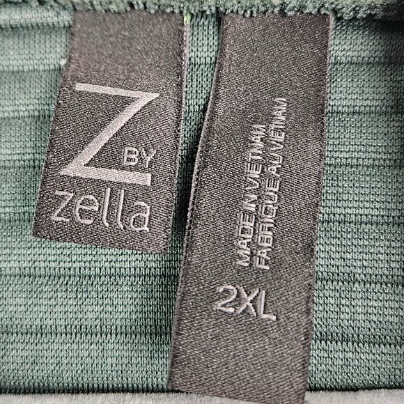 Z by Zella Ribbed Pullover Hoodie Top Gray/Olive Green 2X - Picture 3 of 8